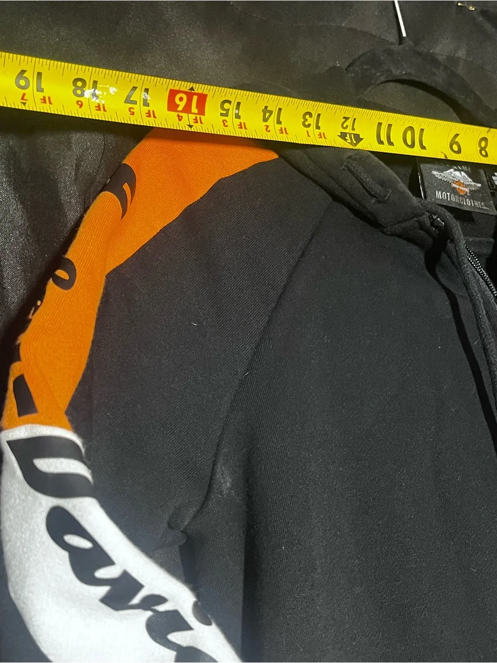 Harley-Davidson Black Zip Hoodie with Orange & White Accents
